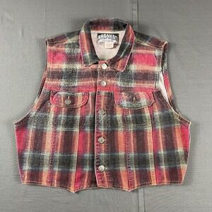 Vintage Breaker Jeans 90s Tartan Plaid Vest Academia Preppy Classic Heritage Med